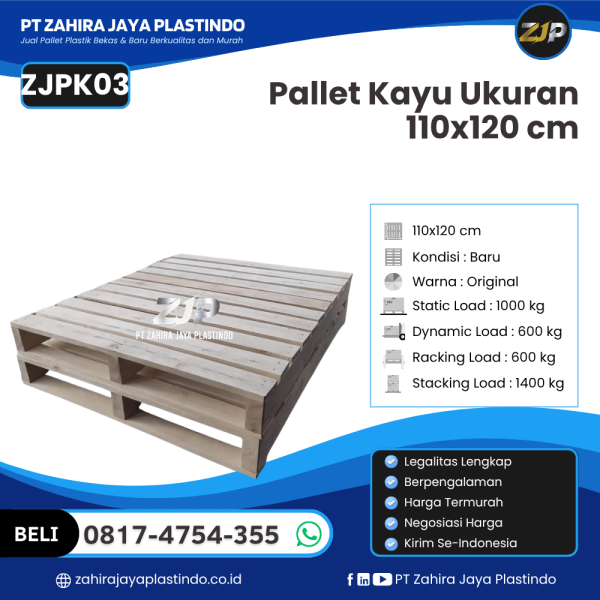 Pallet Kayu Bekas/Baru Ukuran 110x120 - ZJPK03