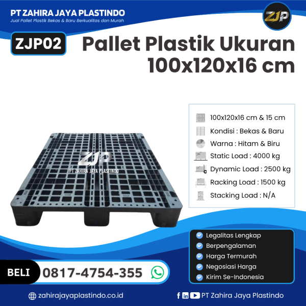 Pallet Plastik Bekas/Baru Ukuran 100x120x16 - ZJP02