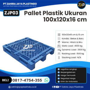 Pallet Plastik Bekas/Baru Ukuran 100x120x16 - ZJP03