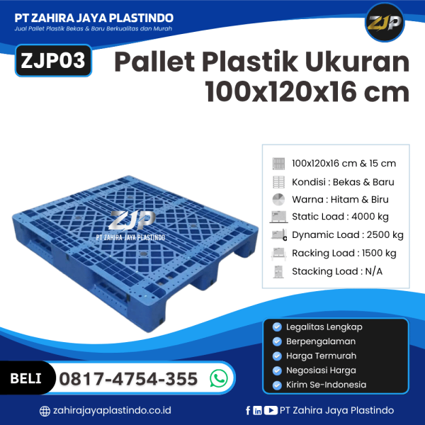 Pallet Plastik Bekas/Baru Ukuran 100x120x16 - ZJP03