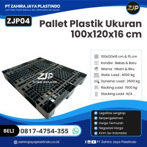 Pallet Plastik Bekas/Baru Ukuran 100x120x16 - ZJP04