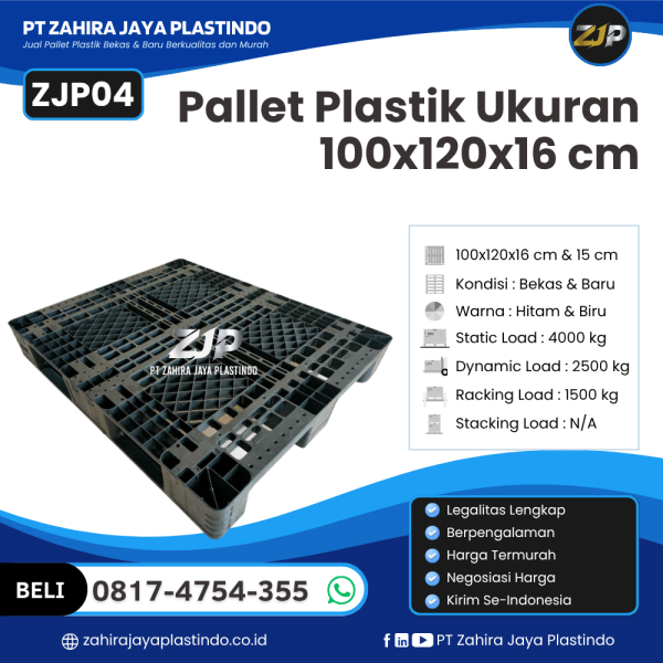 Pallet Plastik Bekas/Baru Ukuran 100x120x16 - ZJP04