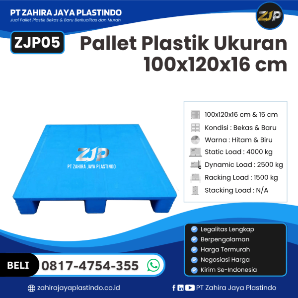 Pallet Plastik Bekas/Baru Ukuran 100x120x16 - ZJP05