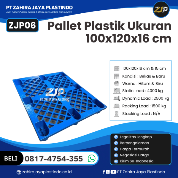 Pallet Plastik Bekas/Baru Ukuran 100x120x16 - ZJP06