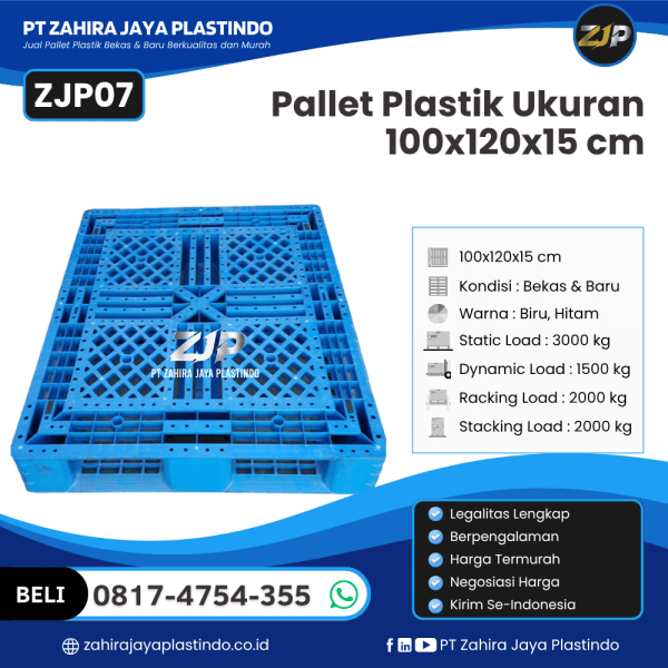 Pallet Plastik Bekas/Baru Ukuran 100x120x15 - ZJP07