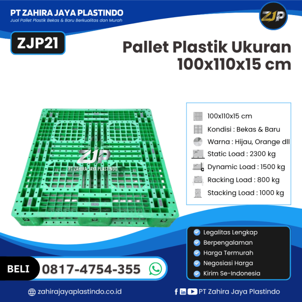 Pallet Plastik Bekas/Baru Ukuran 100x110x15 - ZJP21