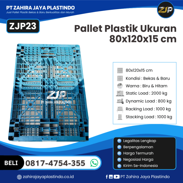 Pallet Plastik Bekas/Baru Ukuran 80x120x15 - ZJP23