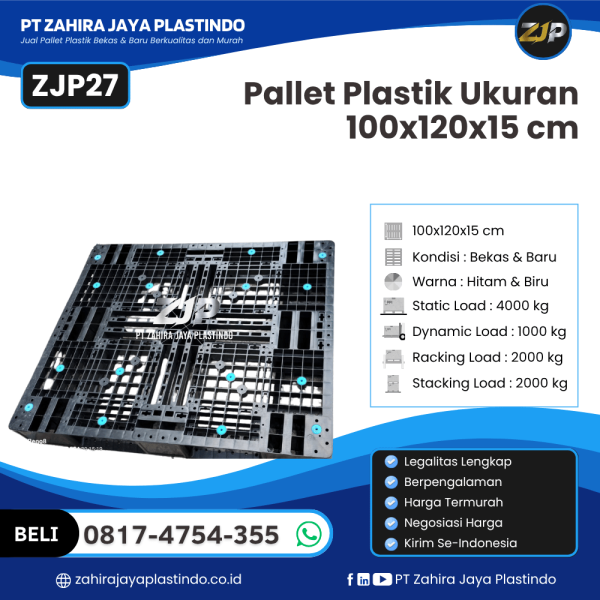 Pallet Plastik Bekas/Baru Ukuran 100x120x15 - ZJP27