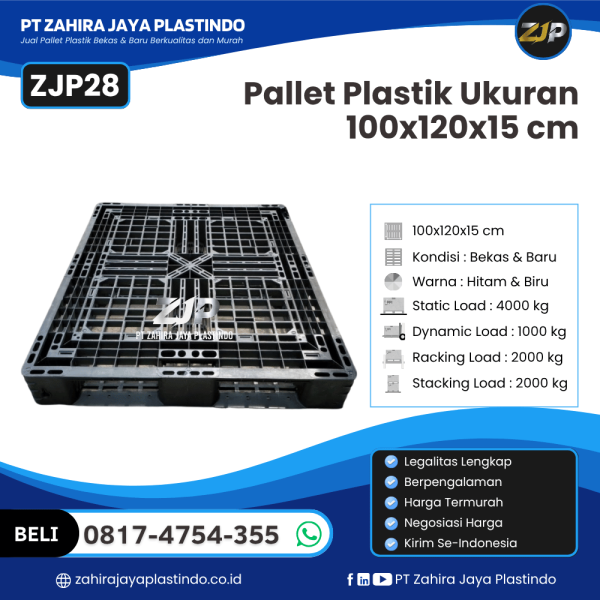 Pallet Plastik Bekas/Baru Ukuran 100x120x15 - ZJP28