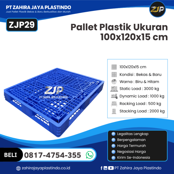 Pallet Plastik Bekas/Baru Ukuran 100x120x15 - ZJP29
