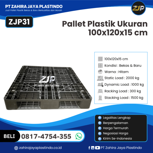 Pallet Plastik Bekas/Baru Ukuran 100x120x15 - ZJP31