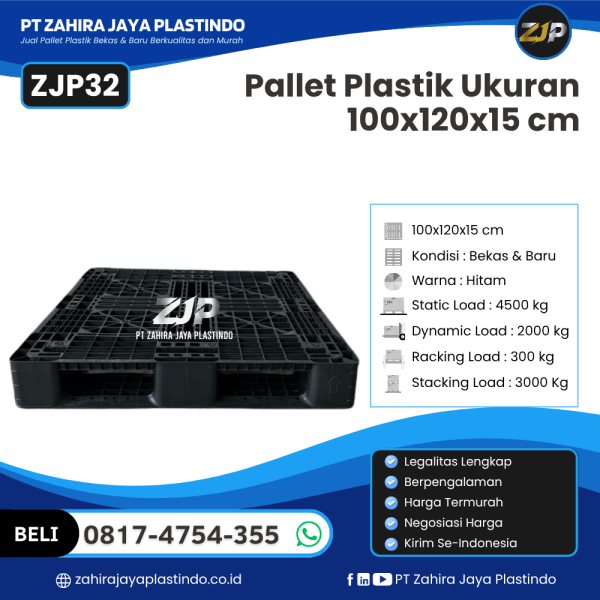 Pallet Plastik Bekas/Baru Ukuran 100x120x15 - ZJP32