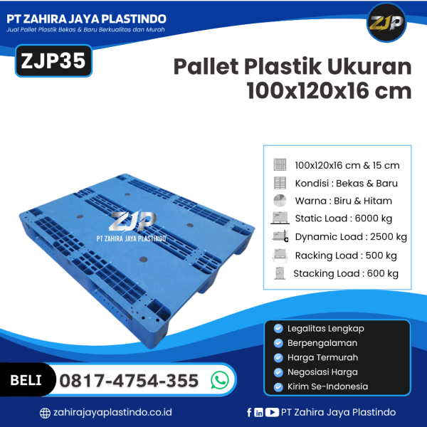 Pallet Plastik Bekas/Baru Ukuran 100x120x16 - ZJP35