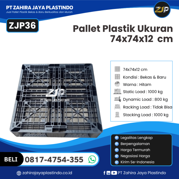 Pallet Plastik Bekas/Baru Ukuran 74x74x12 - ZJP36