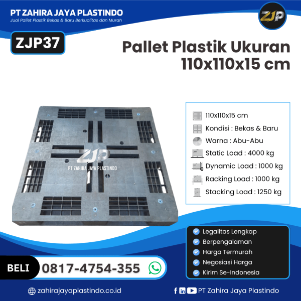 Pallet Plastik Bekas/Baru Ukuran 110x110x15 - ZJP37