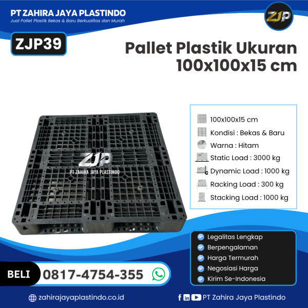 Pallet Plastik Bekas/Baru Ukuran 100x100x15 - ZJP39