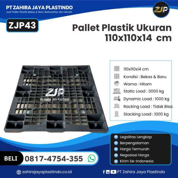 Pallet Plastik Bekas/Baru Ukuran 110x110x14 - ZJP43