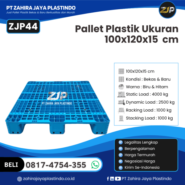 Pallet Plastik Bekas/Baru Ukuran 100x120x15 - ZJP44