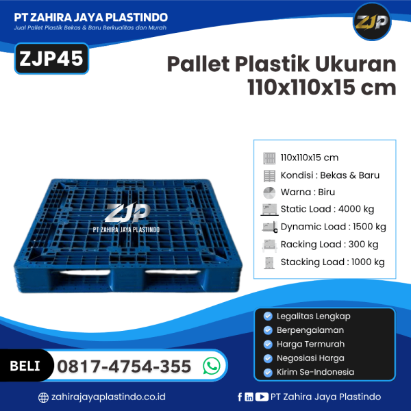 Pallet Plastik Bekas/Baru Ukuran 110x110x15 - ZJP45