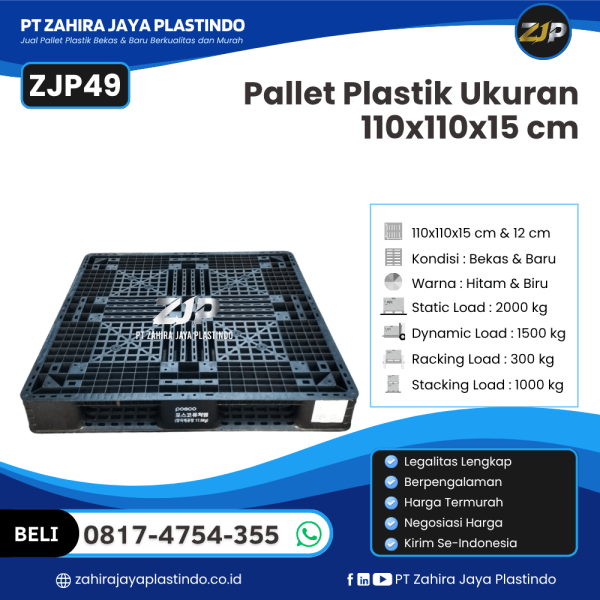 Pallet Plastik Bekas/Baru Ukuran 110x110x15 - ZJP49