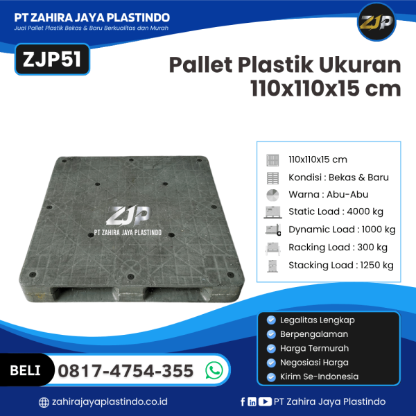 Pallet Plastik Bekas/Baru Ukuran 110x110x15 - ZJP51