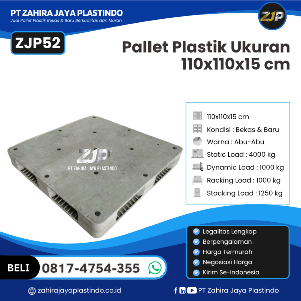 Pallet Plastik Bekas/Baru Ukuran 110x110x15 - ZJP52