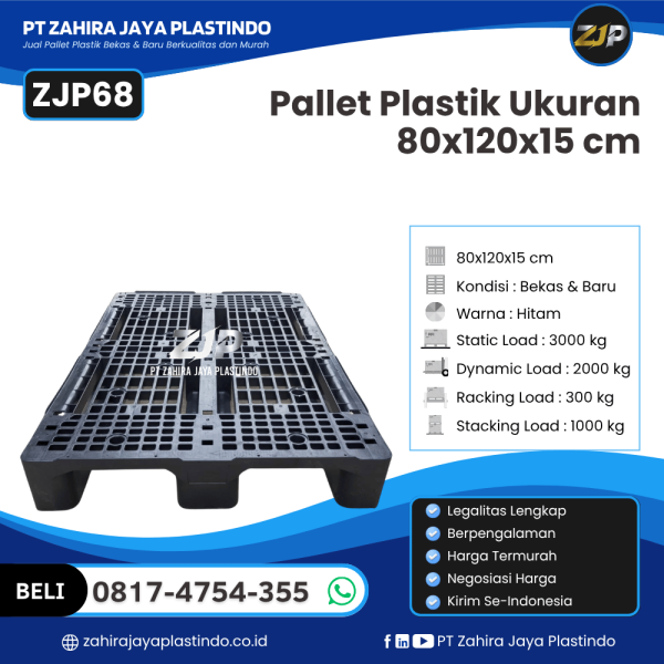 Pallet Plastik Bekas/Baru Ukuran 80x120x15 - ZJP68