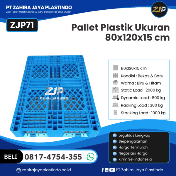 Pallet Plastik Bekas/Baru Ukuran 80x120x15 - ZJP71