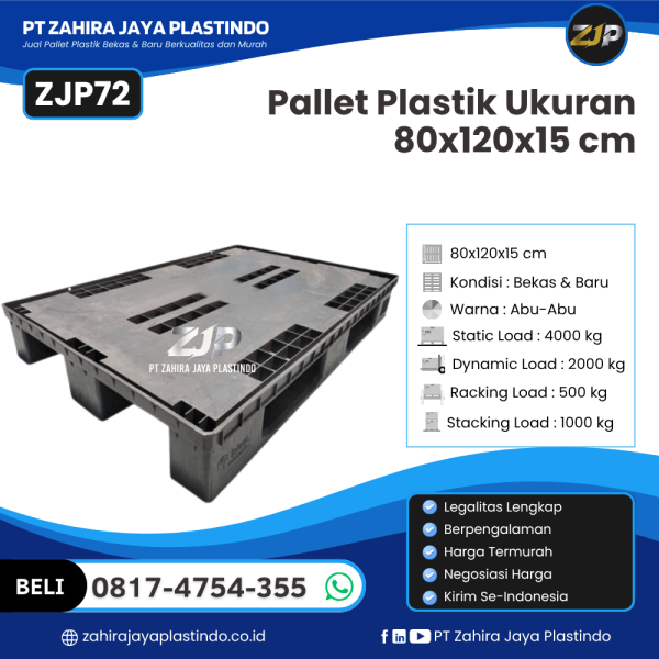 Pallet Plastik Bekas/Baru Ukuran 80x120x15 - ZJP72