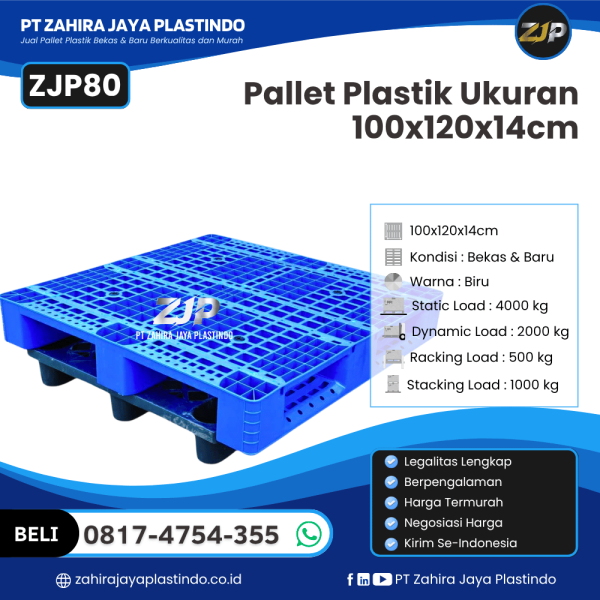 Pallet Plastik Bekas/Baru Ukuran 100x120x14 - ZJP80
