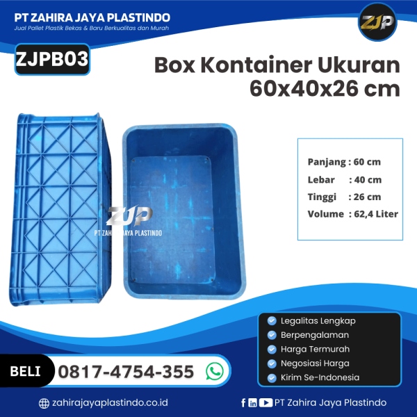 Box Kontainer Baru Ukuran 60x40x26 cm Kapasitas 62,4 Liter - ZJPB03