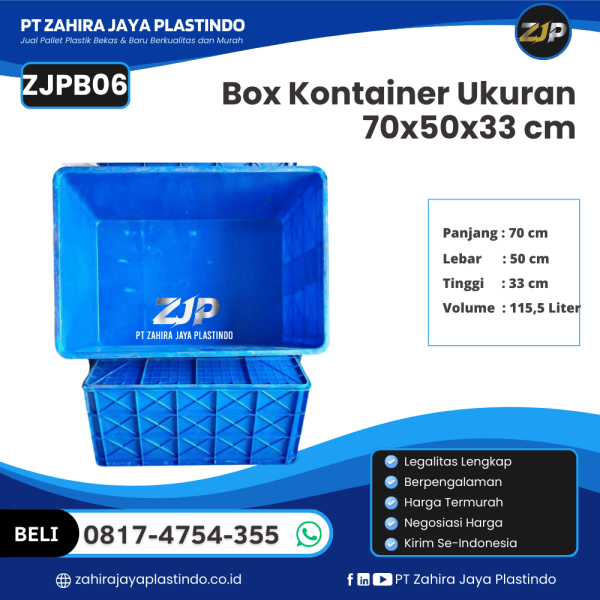 Box Kontainer Baru Ukuran 70x50x33 cm Kapasitas 115,5 Liter - ZJPB06