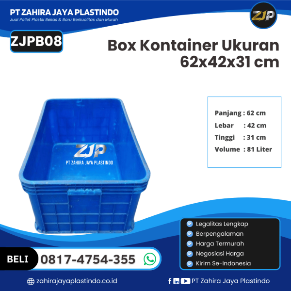 Box Kontainer Baru Ukuran 62x42x31 cm Kapasitas 81 Liter - ZJPB08